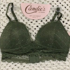 Candies Green Geo Lace Push-Up Bralette - NWT